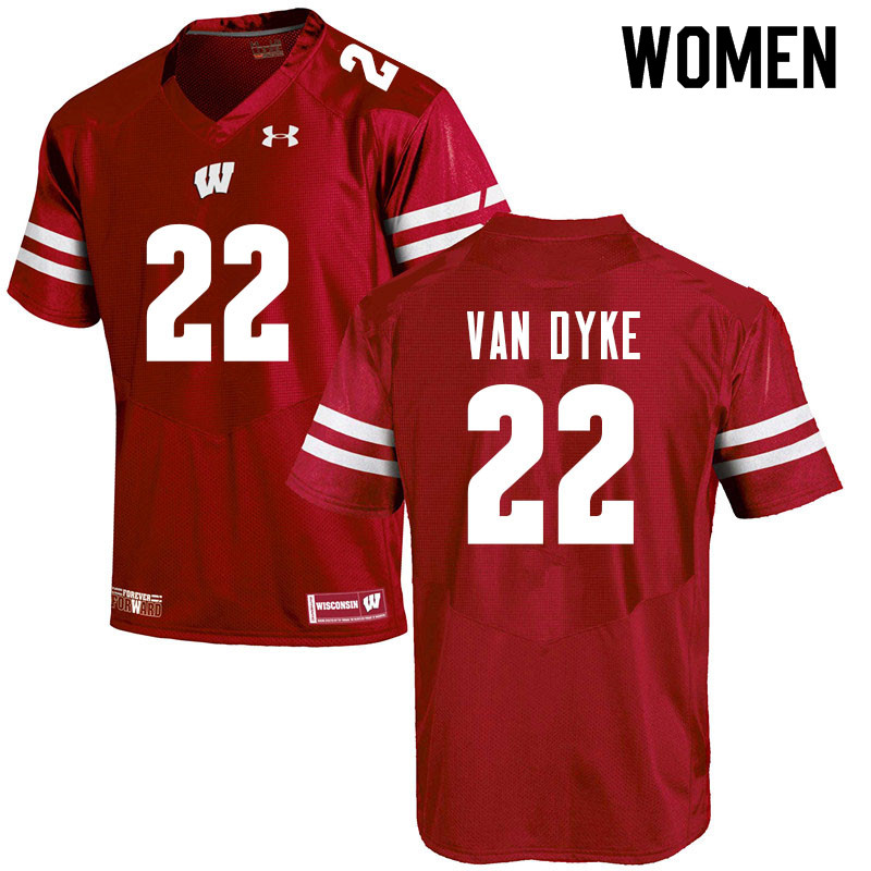 Wisconsin Badgers Women's #22 Jack Van Dyke NCAA Under Armour Authentic Red College Stitched Football Jersey FS40T70CK